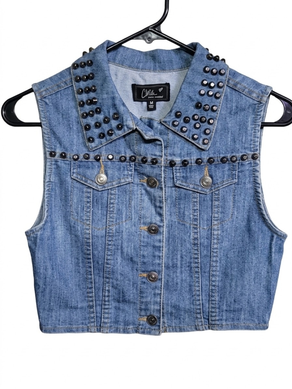 Architect Denim Vest in Light Blue with Black Label